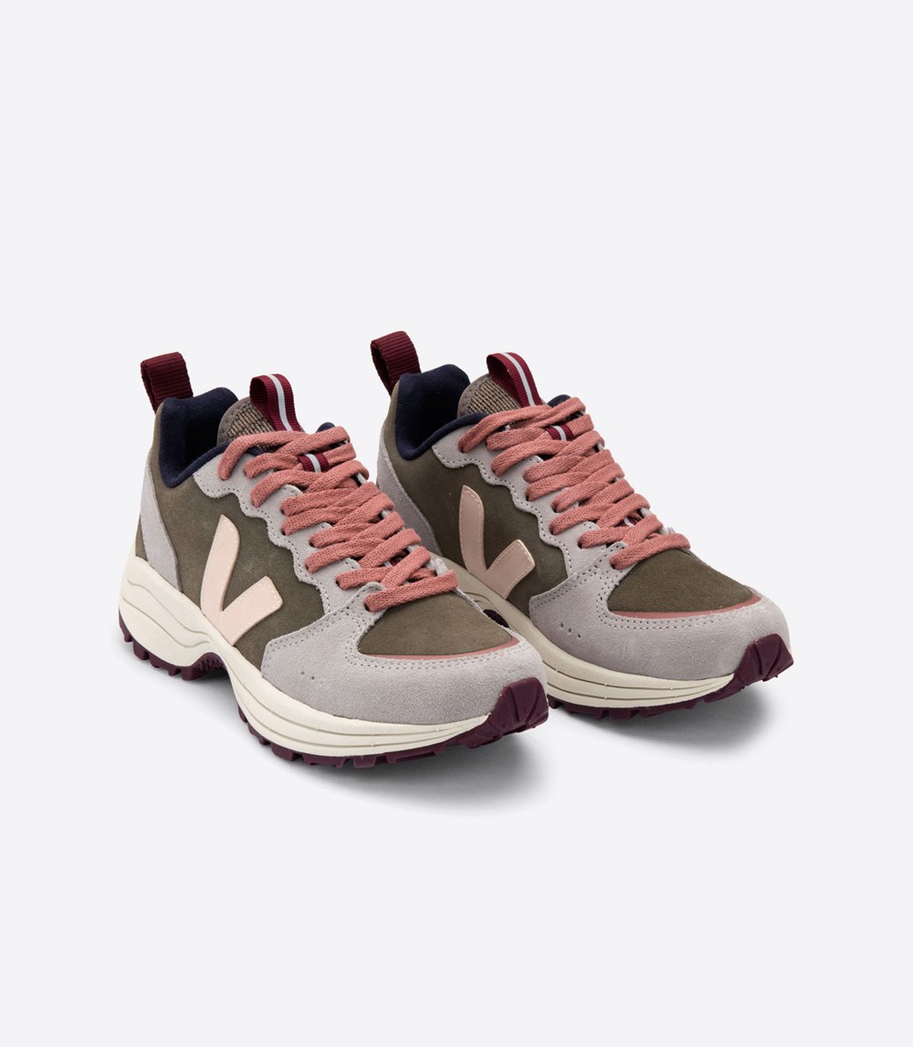 Veja Trainers Womens Olive/Grey/Pink - Venturi Suede - DICM-06214